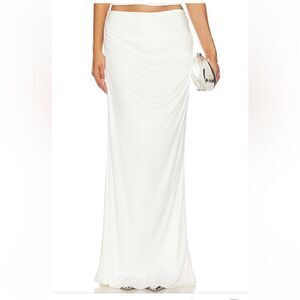 NWT Retrofete Vivienne Skirt White jersey draped maxi Revolve Sz M